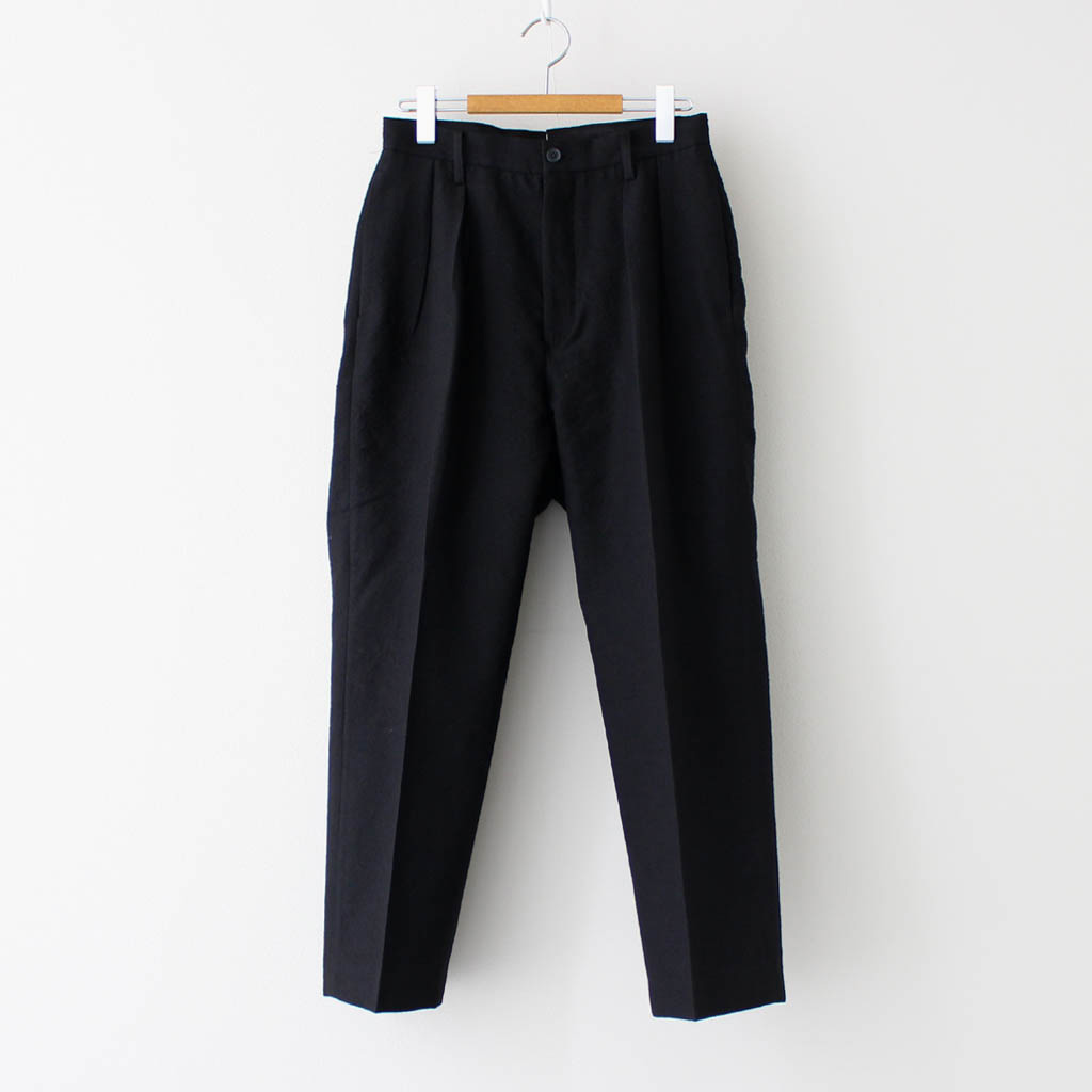 Phlannel｜ARLES WOOL LINEN 2 PLEATED CROPPED TROUSERS #BLACK
