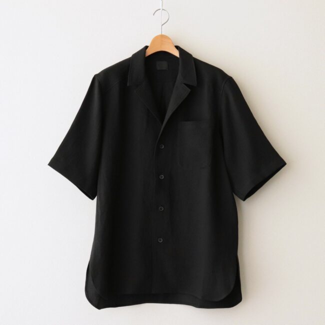 ションヘルリネン/ショートスリーブテーラードカラーシャツ #BLACK [22148]